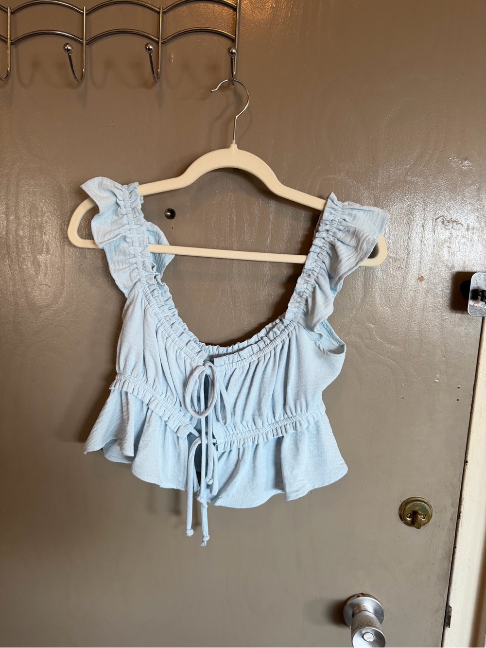 Light Blue Ruffled Baby Doll Top